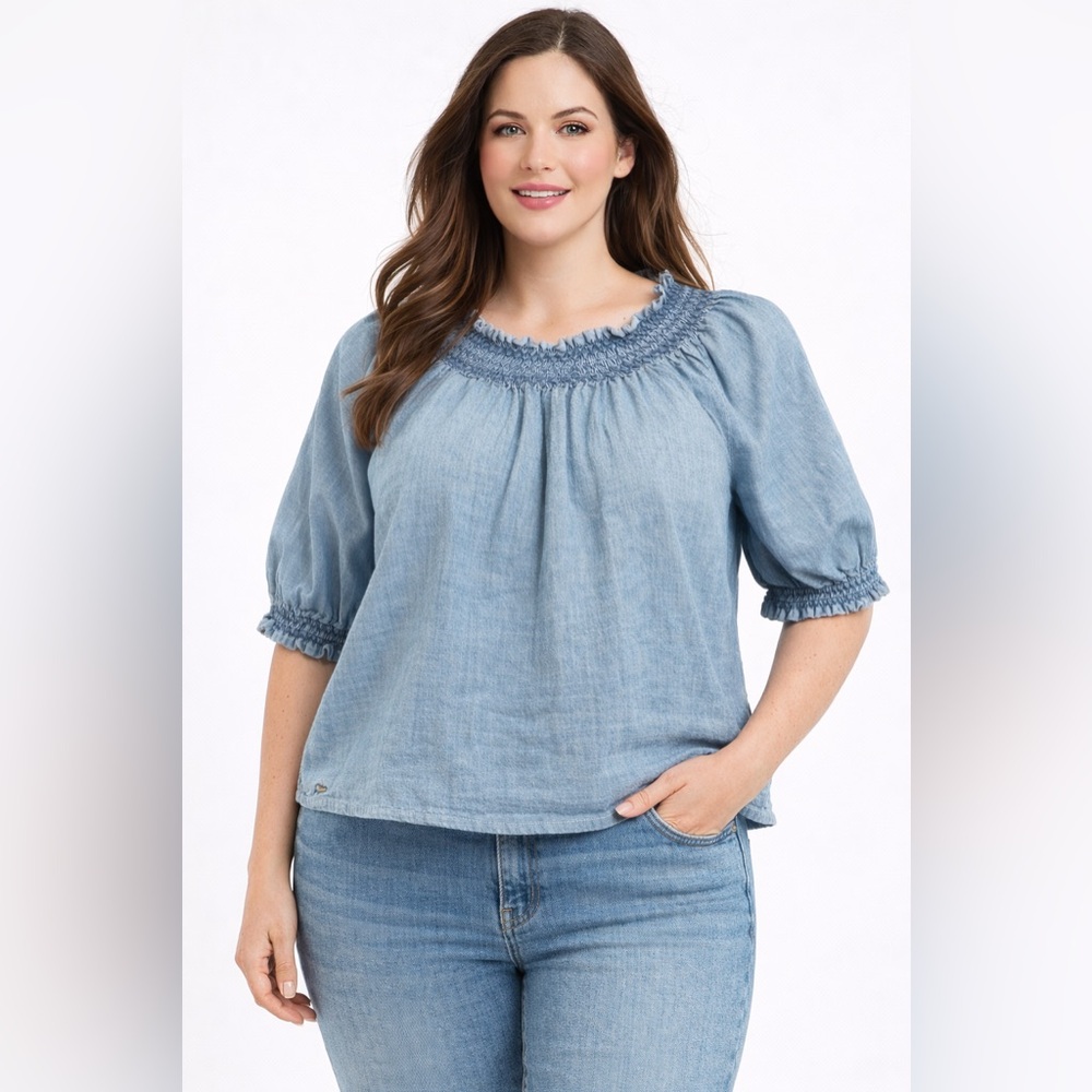 Polo Ralph Lauren Light Blue Smocked Blouse